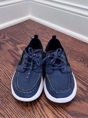 Sperry Navy Blue Leather & Mesh Boat Shoes / Sneakers - Size 1M